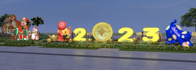 庆祝丹苏2023年新年的吉祥物象征