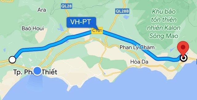 Lộ trình cao tốc Vĩnh Hảo - Phan Thiết đã cập nhật lên Google maps