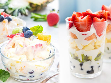 Fruit dipped in yogurt