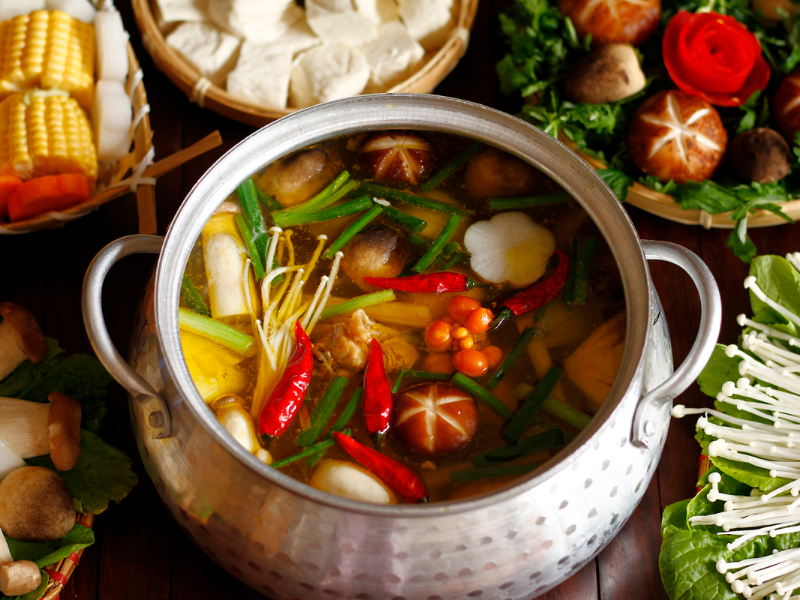 Sapa mushroom chicken hotpot