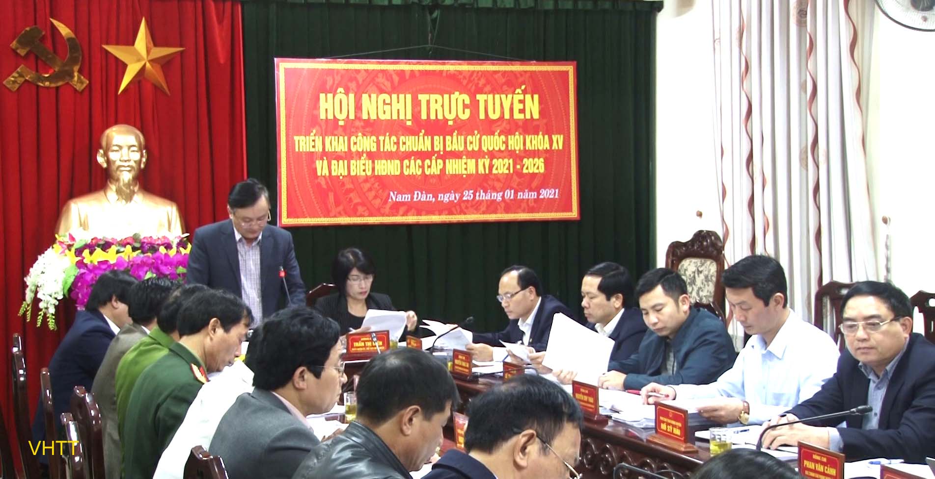 Huyện Nam Đàn tổ chức hội nghị trực tuyến triển khai công tác chuẩn bị bầu cử Quốc hội khóa XV và đại biểu HĐND các cấp nhiệm kỳ 2021-2026