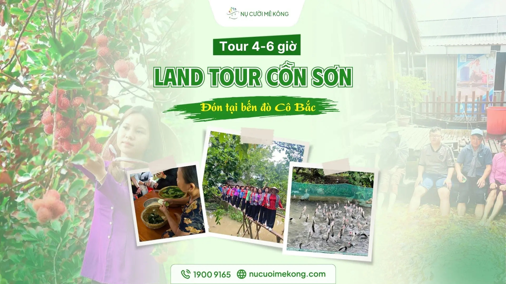 Land tour Cồn Sơn: Đón tại bến đò Cô Bắc